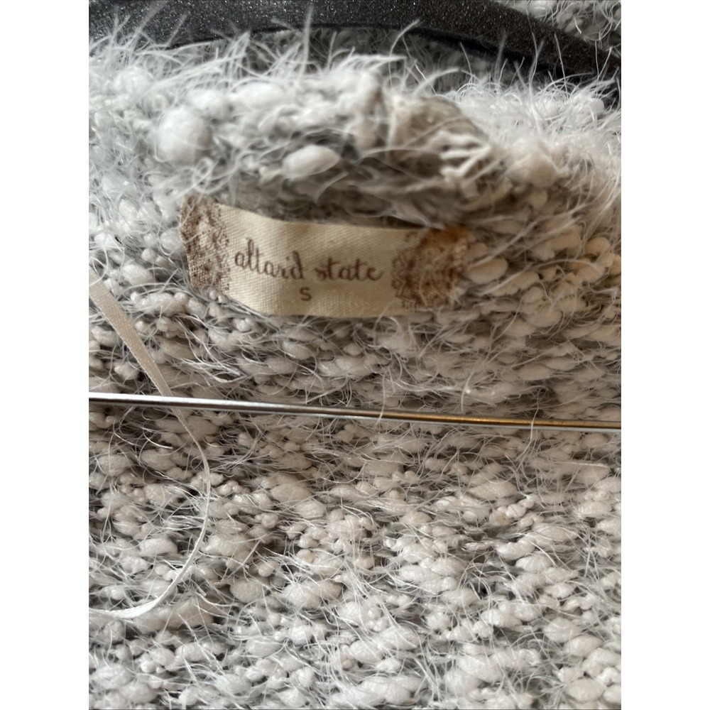 Soft Cozy Bouclé Hooded Open Cardigan Sweater Gray Small Lounge Layer - Picture 7 of 11